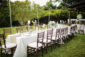 tables and chairs for a large event